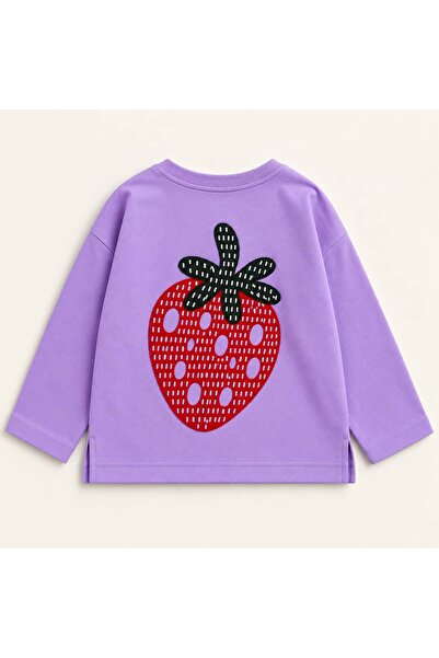 OZZY KİDS Girl's Strawberry Embroidered Long Sleeve T-Shirt