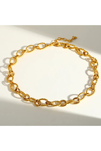 Peach Jewelry Κολιέ Περίτεχνο Αλυσιδωτό Ανοξείδωτο Ατσάλι 316 Επιχρυσωμένο