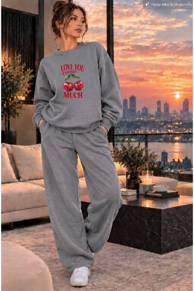 caddekombin Women's Love You Cherry Much Cherry Printed Crew Neck Regular Fit...