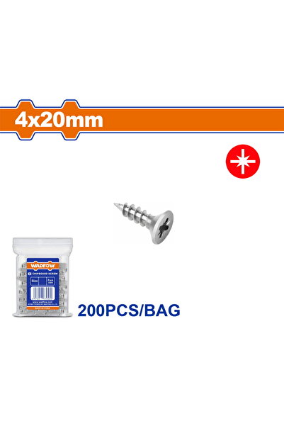 WADFOW Γαλβανισμένες βίδες για μοριοσανίδα 4 x 20mm 200 τεμάχια (WXS593A04)