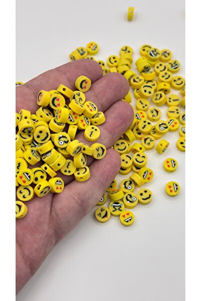 Emoji Temalı Fimo Boncuk 100Adet Takı Boncuğu