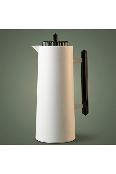 Glory Lean Thermos, 1 Liter, Glass Inner Liner, Press Button, Black-White Handle