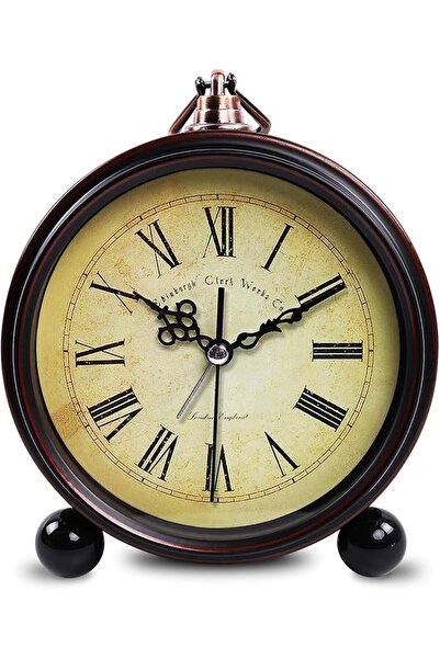 GENERAL Königswerk Vintage Analog Alarm Clock, 5.25 inch Small Silent Desk Cl...