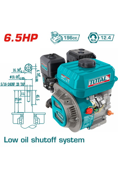 TOTAL Κινητήρας βενζίνης 196cc – 6.5HP Wedge (TGEN16821)