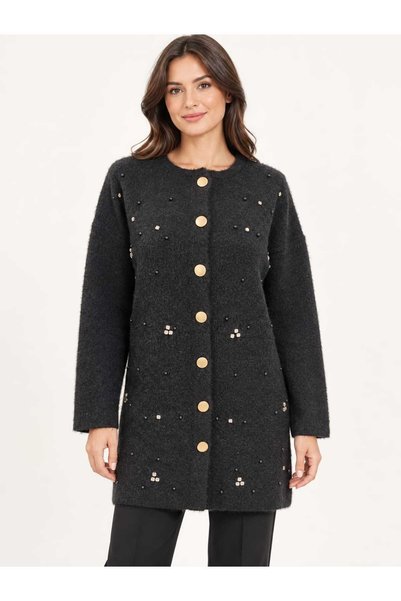 ASEZ BUTİK ZERAFETİN ADRESİ كارديجان نسائي طويل من Asez Butik مزين بالأحجار و...