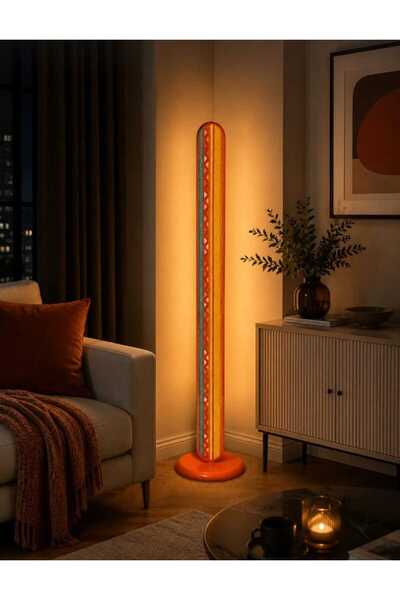 Betül Home Design Abajur Detaylı Renkli Led Lambader 3 Renk Işıklı Salon Yata...