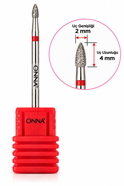ONNA PROFESSIONAL Elmas Frez Ucu 2 mm – Manikür ve Protez Tırnak Frezesi / Tö...