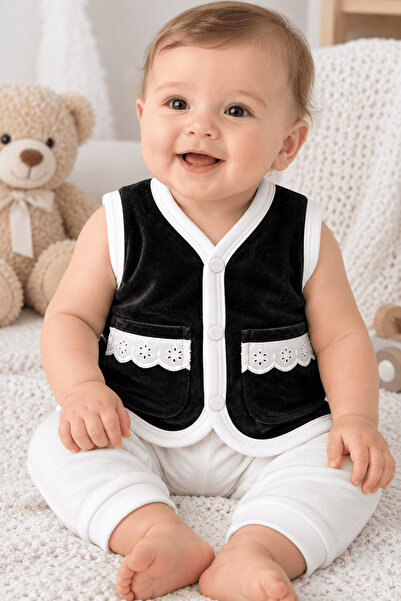 Pino Baby Velvet Lace Pocket Vest 3296