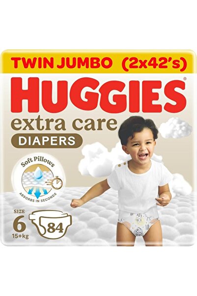 Huggies حفاضات إكسترا كير المفتوحة مقاس 6 (15+ كجم) عبوة تحتوي على 2 × 42 حفاضة