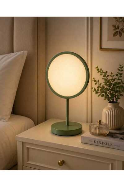 Betül Home Design Abajur Kumaşlı Çember Ledli Elektrikli Masa Lambası Salon Y...