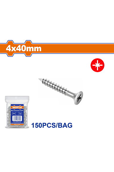 WADFOW Γαλβανισμένες βίδες για μοριοσανίδα 4 x 40mm 150 τεμάχια (WXS593A08)
