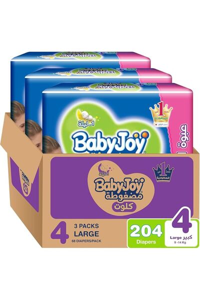 BabyJoy حفاضات كولوت، مقاس 4، كبير، 9-14 كجم، صندوق ضخم، 204 حفاضة