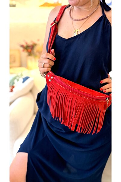 Tuvita Collection Bodrum Real Leather Fully Handmade Women's Tassel Waist Bag...