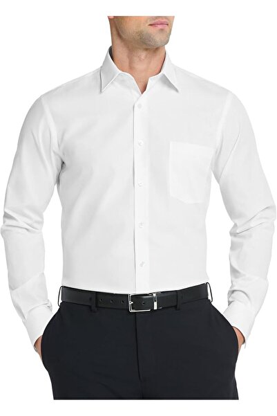 VAN HEUSEN قميص رجالي رسمي ملائم من قماش البوبلين سادة