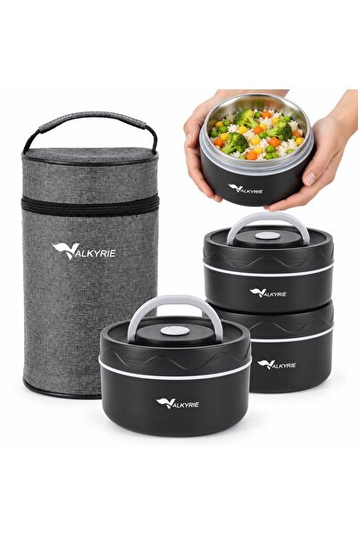 valkyrie 3 Katlı Taraftar 304 Paslanmaz Çelik Yemek Termosu 420+420+550ml Isı...
