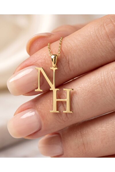 İNDİGO TAKI Monogram İki Harfli Altın Kaplama Gümüş Kolye