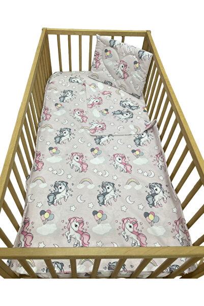 Liz Line Lenjerie trei piese, din bumbac ranforce, culoare roz, pentru patut ...