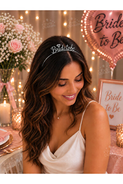 Parti Dükkanı Bride to Be Silver Metal Crown – Hen Party Bridal Crown with Di...