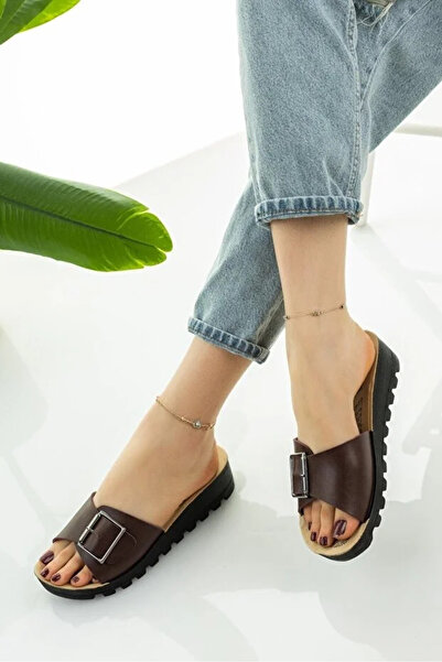 luxshoes Kadın Dolgu Topuk Terlik Bordo Günlük Terlik Rahat Hafif Şık Genç An...