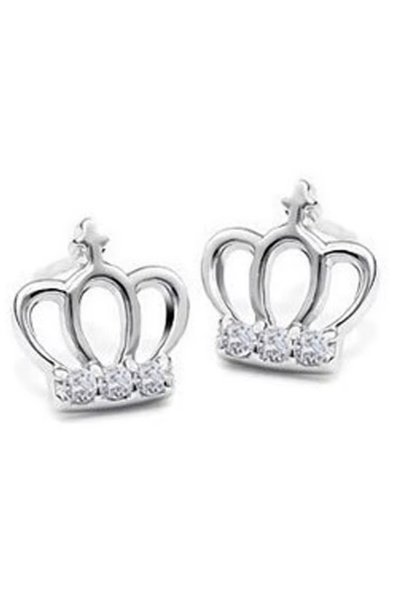 Peach Jewelry Σκουλαρίκι Κορώνα με Ζιργκόν Ασήμι 925