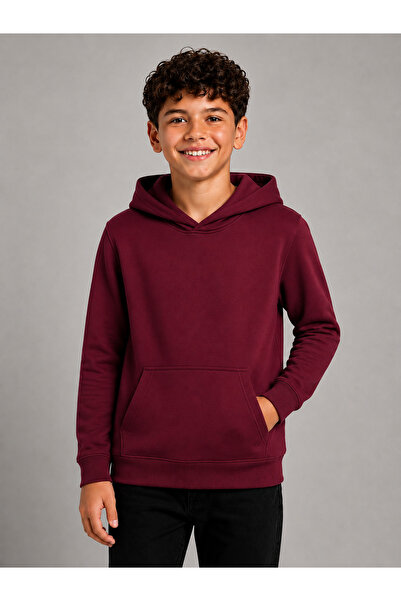 KİDSPİTİRCİK UNISEX ÇOCUK BORDO %100 PAMUK SWEATSHİRT 3İPLİK ŞARDONSUZ KUMAŞ ...