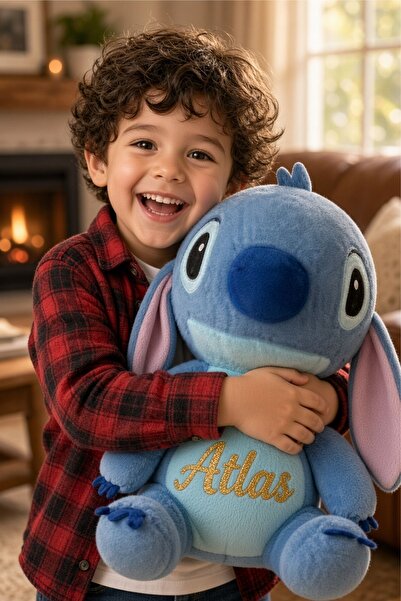 STORE24 60 cm Kişiye Özel Stitch Peluş – İsim Yazılı Mavi Sevimli Hediye Oyuncak