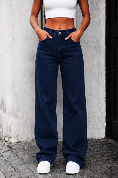 BİENAL BUTİK Lars Women's Ikon 90's Dark Blue Navy Blue Super Extra High Wais...