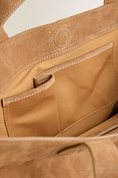 LUTVELIZADE Bag 2633 - Real Leather Shopper Tan Suede Women's Bag