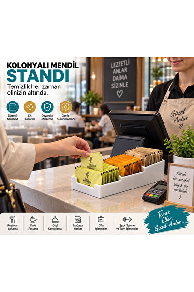 Evcibiz 3 Bölmeli Kolonyalı Mendil Standı Masaüstü Düzenleyici Organizer
