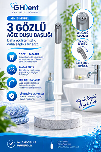 GHDENT GH15 model ile uyumlu 1 adet 3 gözlü (3 delikli) yedek ağız duşu