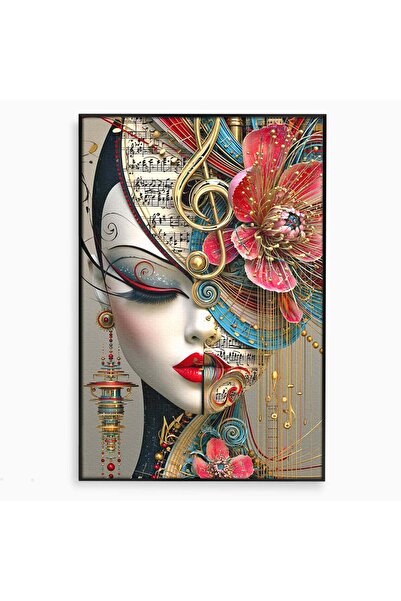 Luxcanva Tablou Canvas Portret Muzical Artistic 50x70 cm cu Rama Negru Portre...