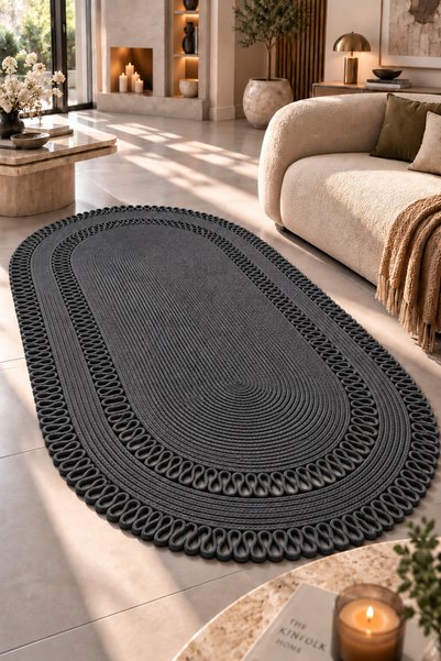MaVaux Alessa Doğal Oval Hasır Jüt Kilim Oval Dekoratif Örgü Kilim – Modern Bohem Tasarım, Şık ve Doğal Görünüm, Salon, Mutfak ve Antre Kullanımı Desenli, Dekoratif, Kilim, Salon Çeyizlik, Hediyelik