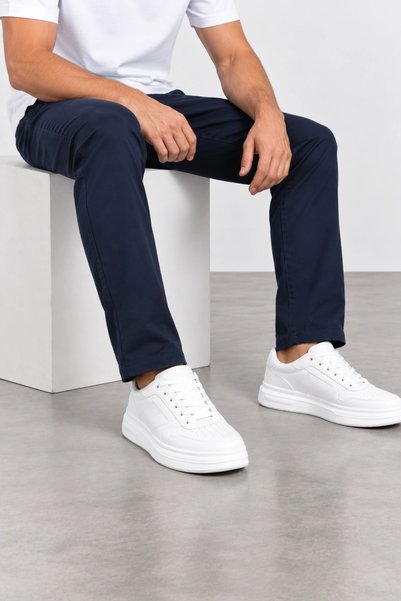 HT HOTİN Nuvola Men's Lace-Up Casual Sports Shoes - White