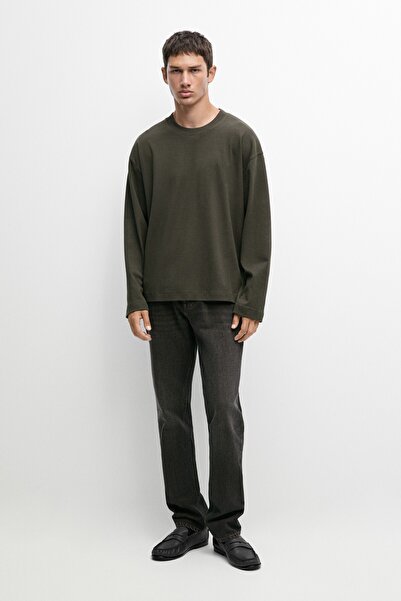 Massimo Dutti %100 pamuklu boxy kesim uzun kollu t-shirt