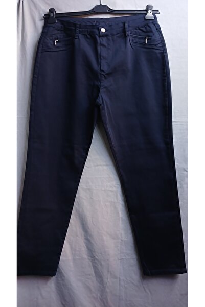 VİPP BÜYÜK BEDEN Women's Winter Navy Blue Gabardine Pants