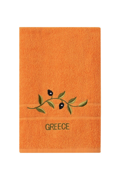 Silk Fashion Πετσέτα προσώπου (50εκ x 100εκ) Πορτοκαλί με σχέδιο κλαδιού ΕΛΛΑΔΑ