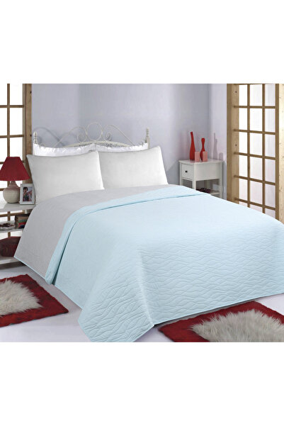 Silk Fashion Σετ κουβερλί (240εκ x 260εκ) ΚΥΜΑΤΑ γαλάζιο του ουρανού/ γκρι