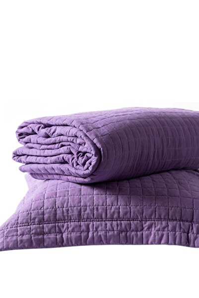 Silk Fashion Σετ κουβερλί (220εκ x 240εκ + 2 x 50εκ x 70εκ) Πετροπλυμένο Μωβ -