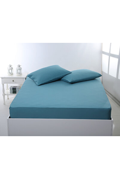 Silk Fashion Εφαρμοστό σεντόνι ζέρσεϊ (160εκ x 200εκ + 35εκ) πετρόλ