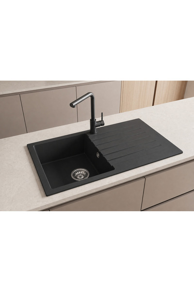 GÜNEY ANKASTRE RealStone P004 TROYA 86 86×50 cm Antrasit Granit Evye + Tekli ...