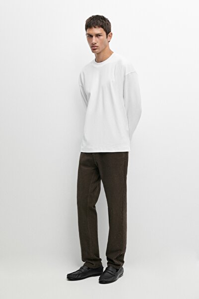 Massimo Dutti %100 pamuklu boxy kesim uzun kollu t-shirt