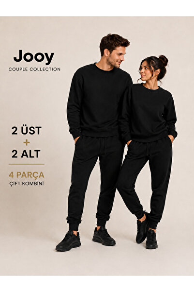 Jooy طقم من 4 قطع من سويت شيرت برقبة دائرية وبنطلون رياضي من سيفري دبل كومبين...