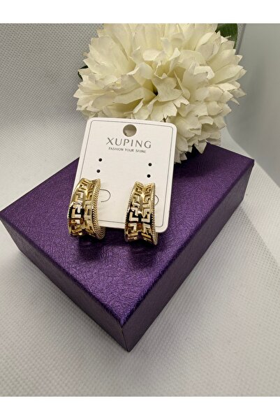 XUPING JEWELRY ZİRKON TAŞLI LABİRENT MODEL ÇELİK KÜPE