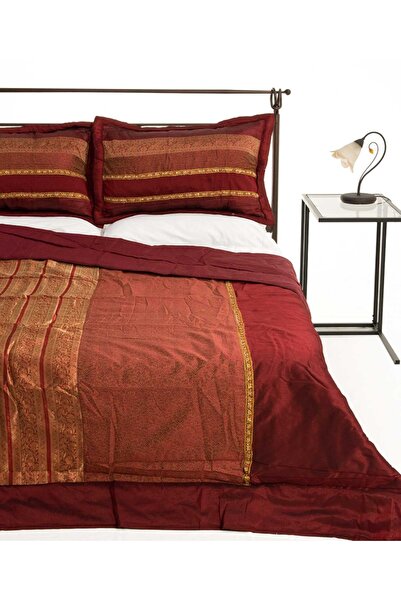 Silk Fashion Σετ κουβερλί (220εκ x 240εκ + 2 x 50εκ x 70εκ) ΤΑΖ ΜΑΧΑΛ μπορντό