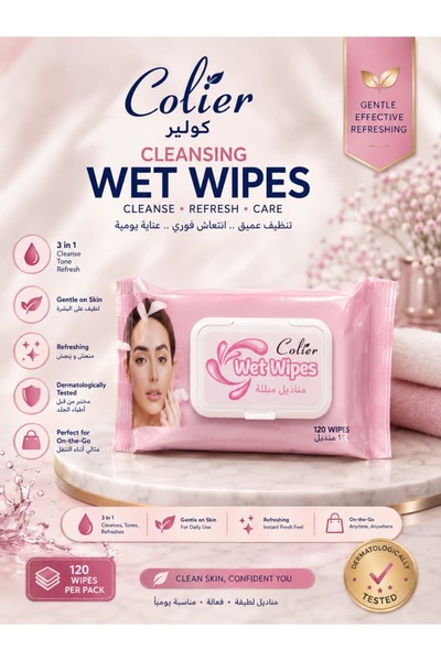 colier Colier Wet Wipes for Cleansing and Revitalizing Skin - 120 Wipes |   3...