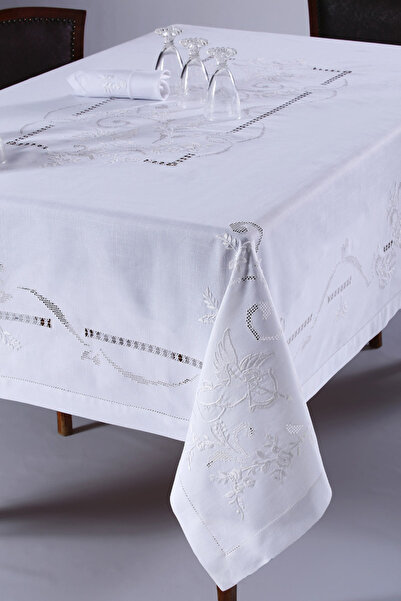 Silk Fashion Χειροποίητο τραπεζομάντιλο 960b (170εκ x 270εκ) λευκό