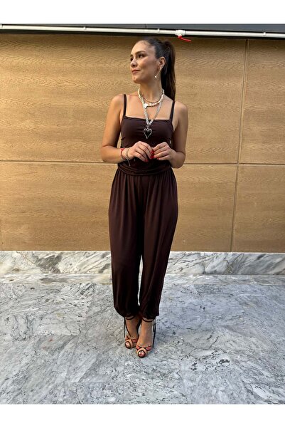 Aychayla Askılı Bel Büzgülü Şalvar Tulum