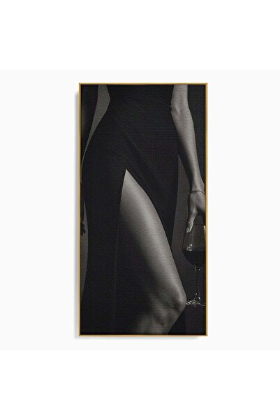 Luxcanva Tablou Canvas Eleganta In Negru 60x120 cm cu Rama Auriu Eleganta Roc...