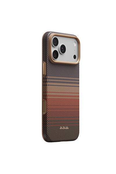 PITAKA iPhone 18 Pro Uyumlu Kılıf M-safeli Tactile Woven Sunset-Moonrise Aram...