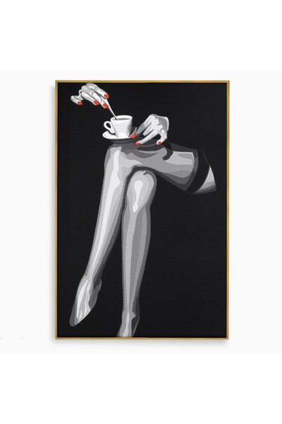 Luxcanva Tablou Canvas Eleganta In Alb Si Negru 40x60 cm cu Rama Auriu Femeie...